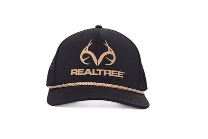 Realtree Center Stage Unisex Black Realtree Antler Logo Rope Hat - Realtree