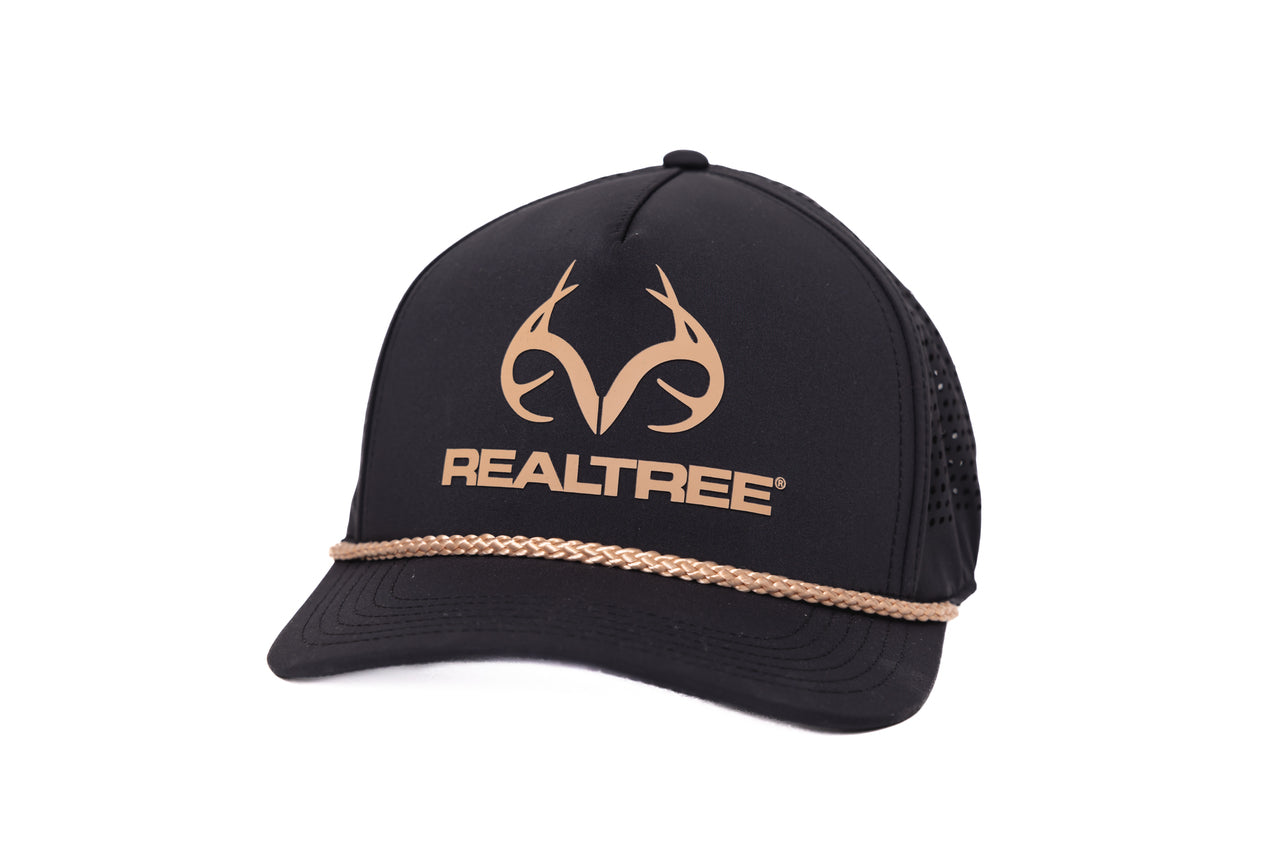Realtree Center Stage Unisex Black Realtree Antler Logo Rope Hat - Realtree
