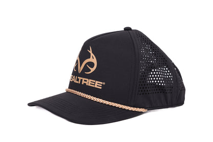 Realtree Center Stage Unisex Black Realtree Antler Logo Rope Hat - Realtree