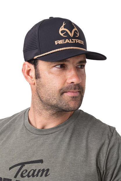 Realtree Center Stage Unisex Black Realtree Antler Logo Rope Hat - Realtree