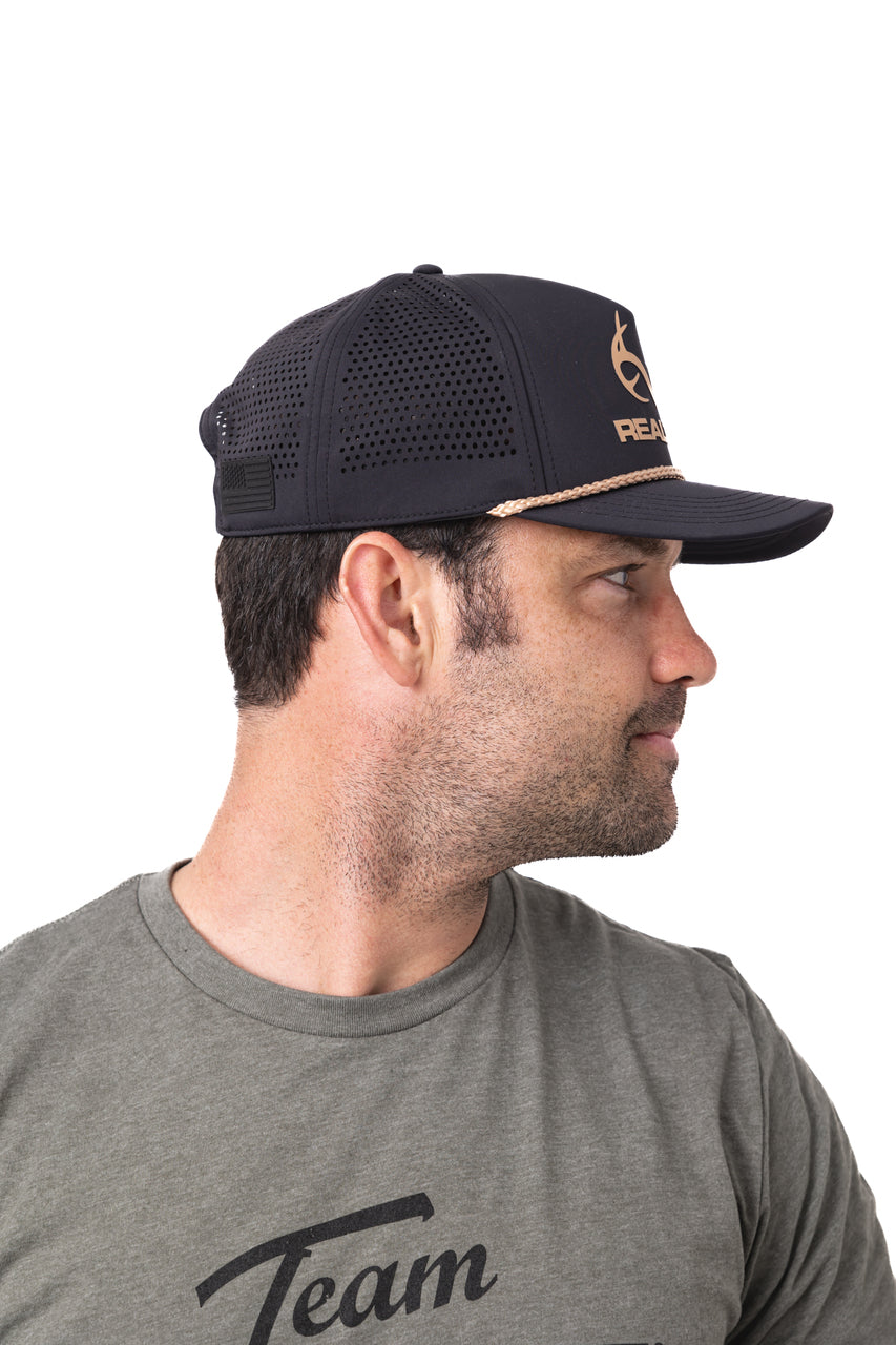 Realtree Center Stage Unisex Black Realtree Antler Logo Rope Hat - Realtree