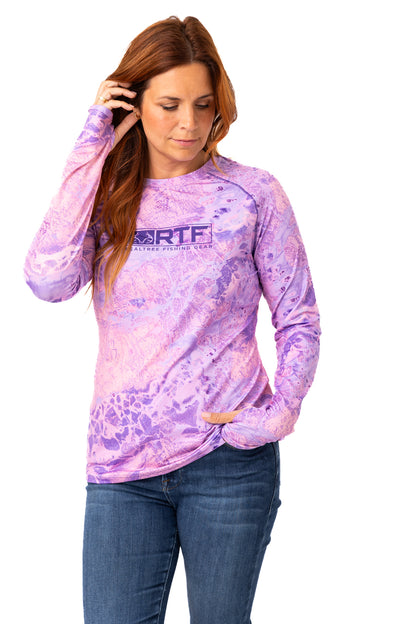 Realtree Realtree Fishing WoPurple Crew Neck Long Sleeve Shirt - Realtree WAV3