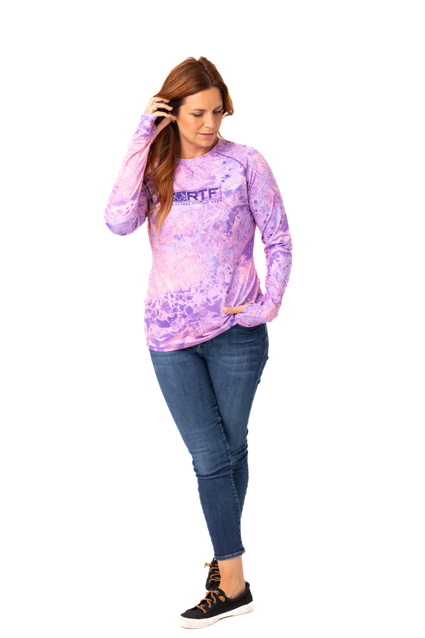 Realtree Realtree Fishing WoPurple Crew Neck Long Sleeve Shirt - Realtree WAV3