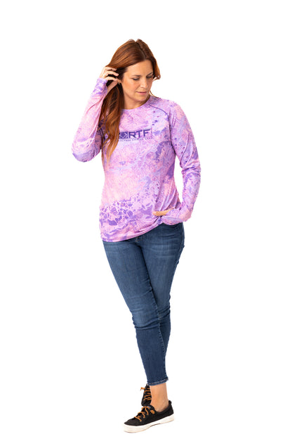 Realtree Realtree Fishing WoPurple Crew Neck Long Sleeve Shirt - Realtree WAV3