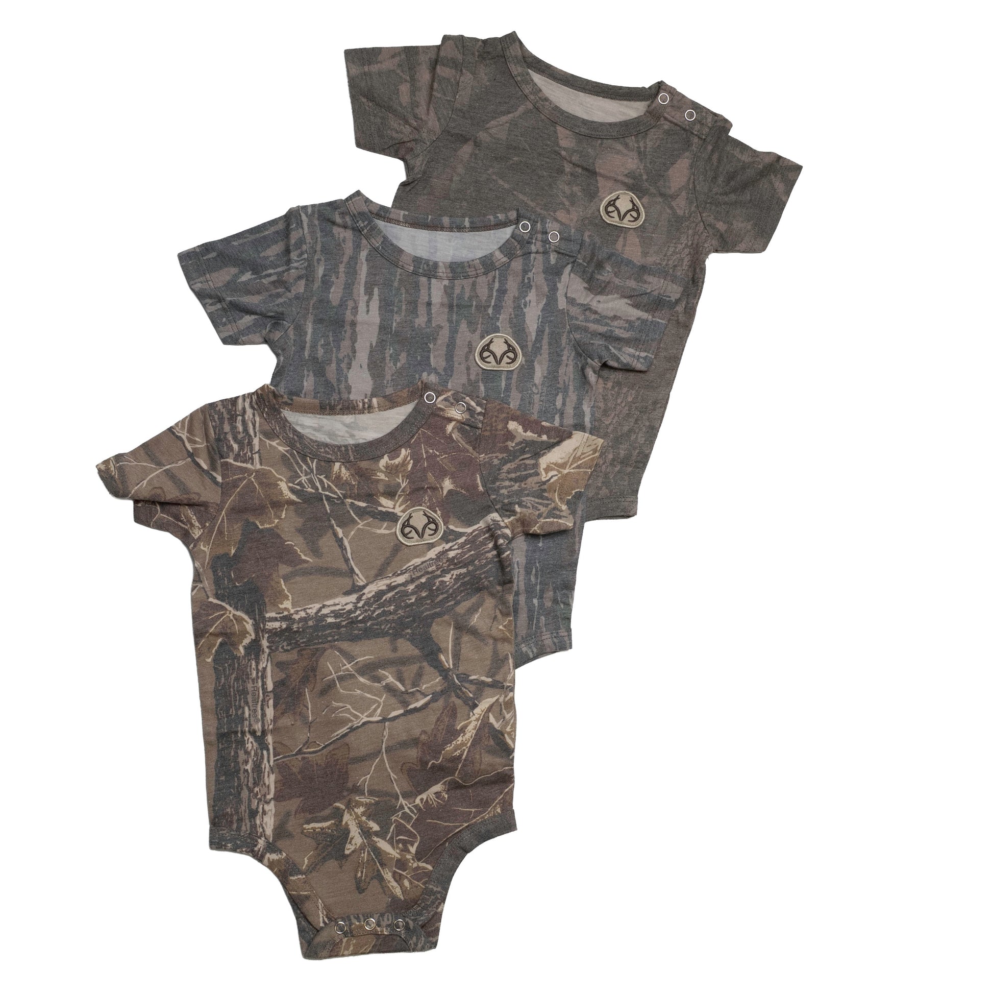 Realtree 3-Pack Camo Baby Onesies - Realtree Xtra,  Hardwoods, Original