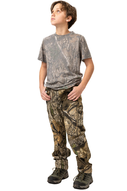 Realtree Kids Tri Blend Short Sleeve Crew Neck Faded Camo Shirt - Realtree APX
