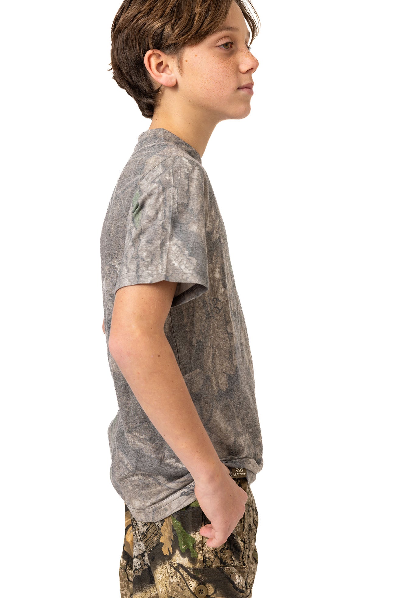 Realtree Kids Tri Blend Short Sleeve Crew Neck Faded Camo Shirt - Realtree APX