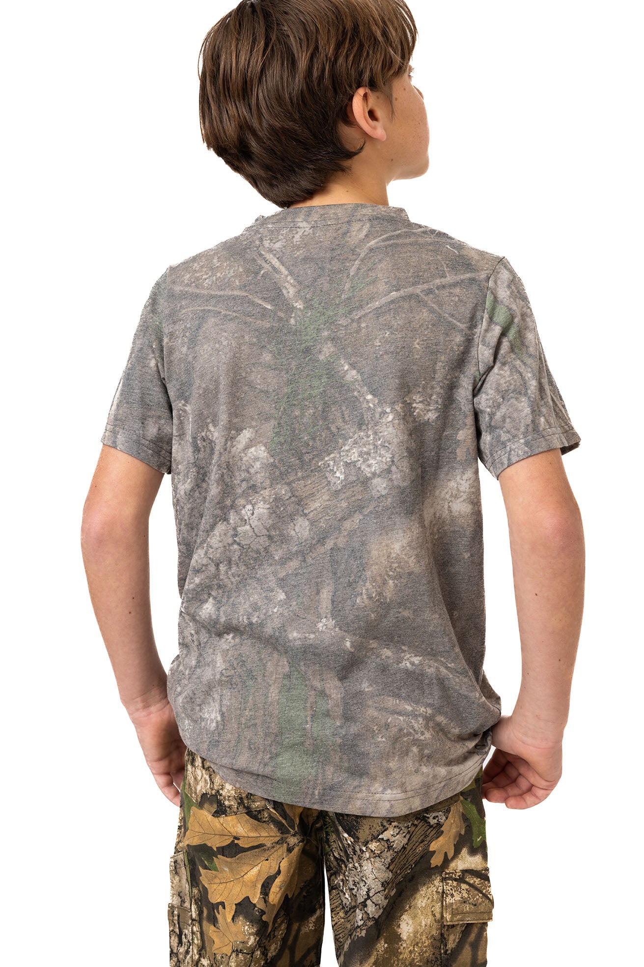 Realtree Kids Tri Blend Short Sleeve Crew Neck Faded Camo Shirt - Realtree APX