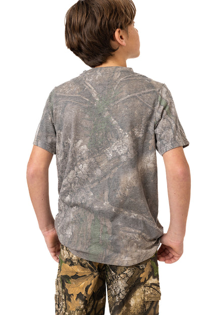 Realtree Kids Tri Blend Short Sleeve Crew Neck Faded Camo Shirt - Realtree APX