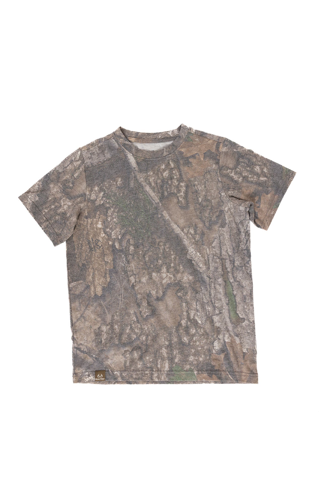 Realtree Kids Tri Blend Short Sleeve Crew Neck Faded Camo Shirt - Realtree APX