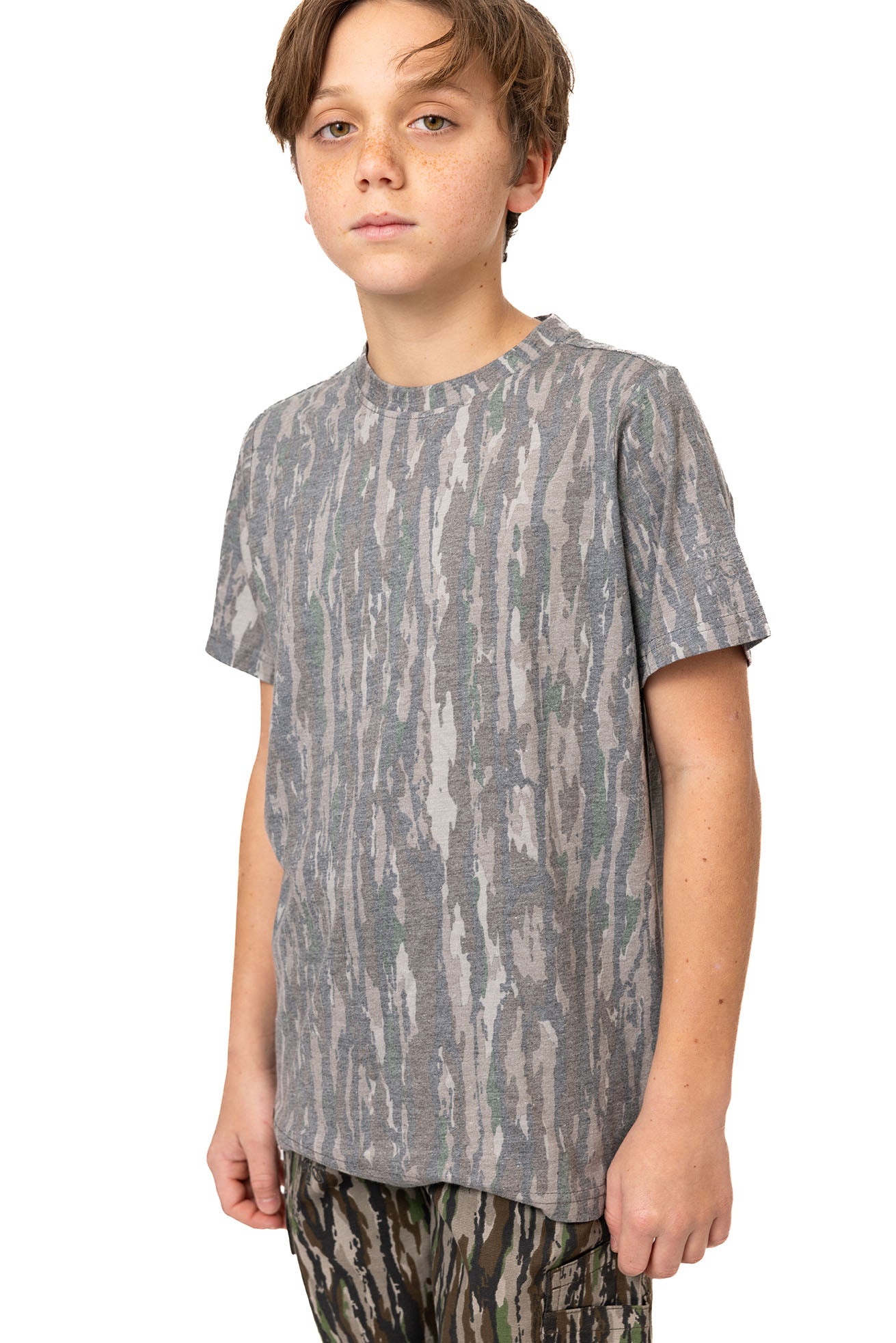 Realtree Kids Tri Blend Short Sleeve Crew Neck Faded Camo Shirt - Realtree Original
