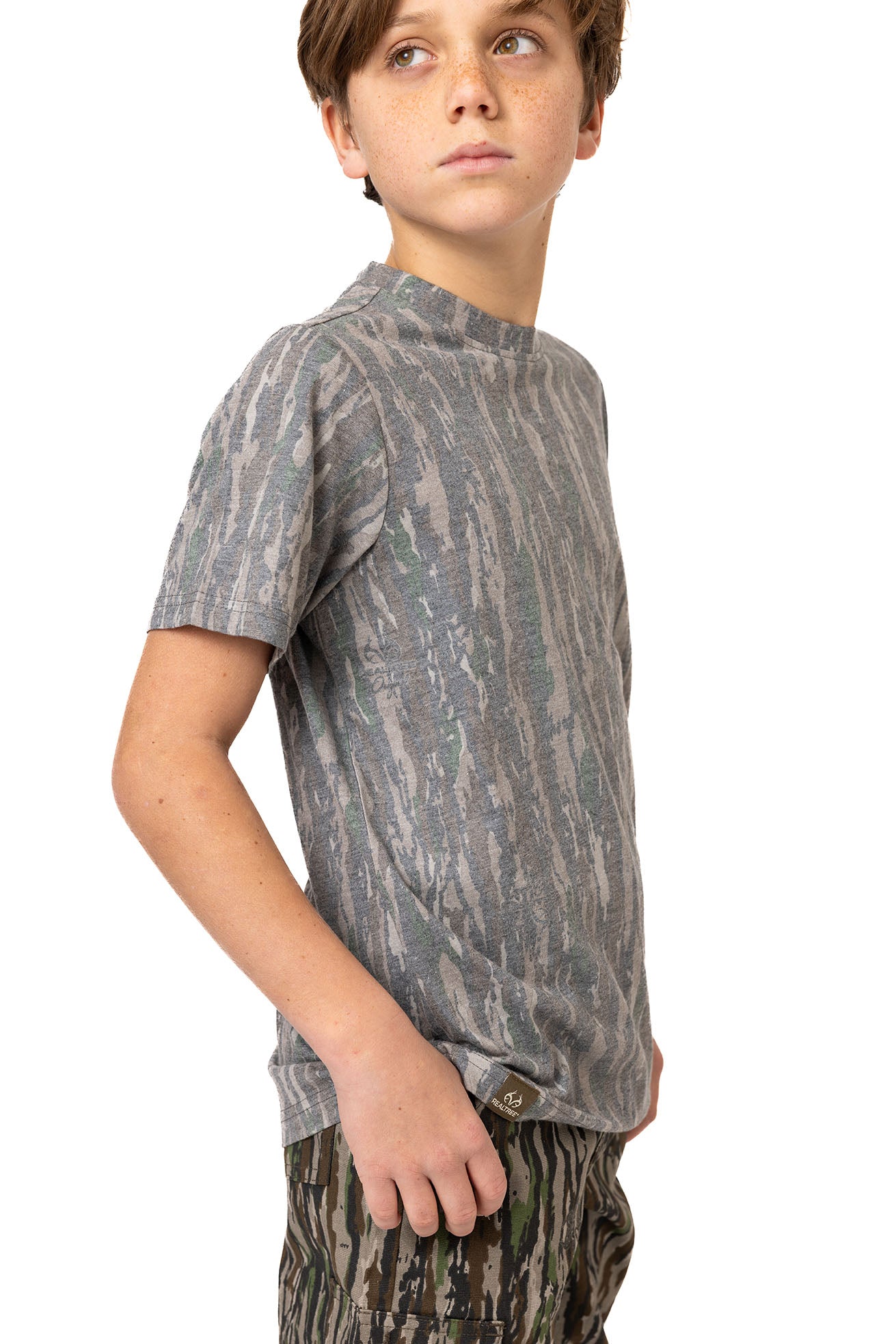 Realtree Kids Tri Blend Short Sleeve Crew Neck Faded Camo Shirt - Realtree Original