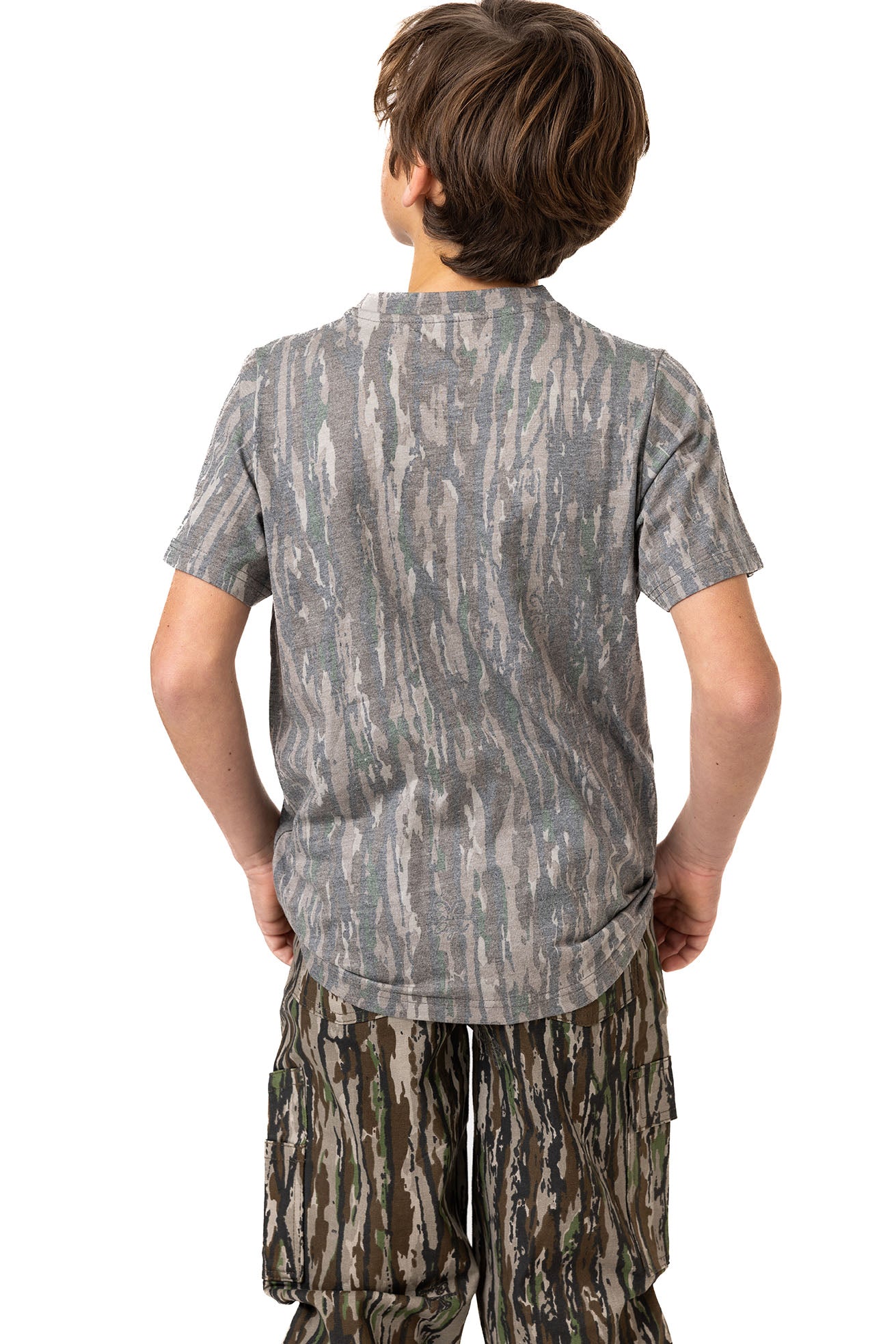 Realtree Kids Tri Blend Short Sleeve Crew Neck Faded Camo Shirt - Realtree Original