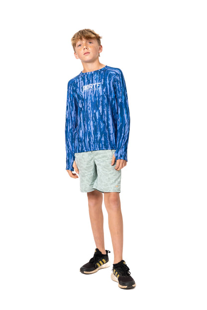 Realtree Realtree Fishing Kid's Blue Long Sleeve Crewneck Shirt - Realtree Original
