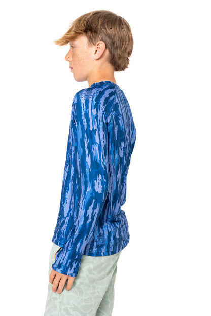 Realtree Realtree Fishing Kid's Blue Long Sleeve Crewneck Shirt - Realtree Original