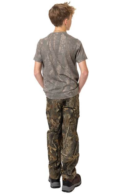 Realtree Kids Tri Blend Short Sleeve Crew Neck Faded Camo Shirt - Realtree Hardwoods