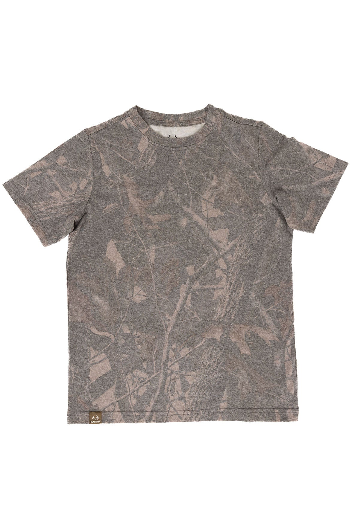 Realtree Kids Tri Blend Short Sleeve Crew Neck Faded Camo Shirt - Realtree Hardwoods