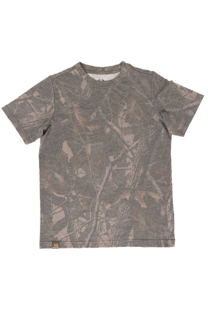 Realtree Kids Tri Blend Short Sleeve Crew Neck Faded Camo Shirt - Realtree Hardwoods
