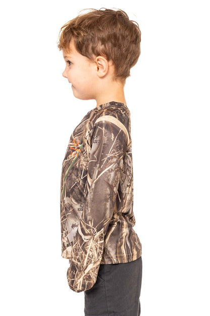 Realtree Kid's Crew Long Sleeve Poly Camo Shirt - Realtree MAX-7