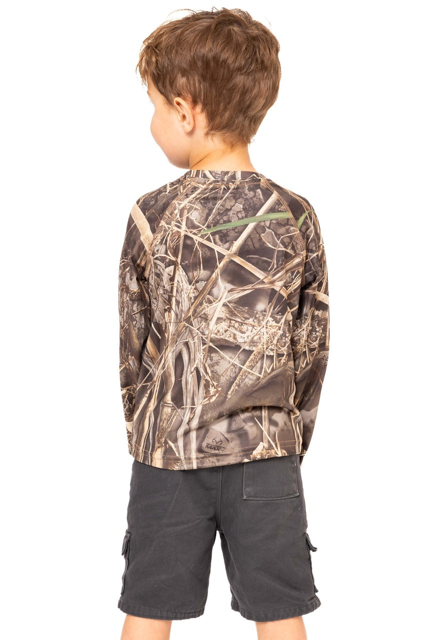 Realtree Kid's Crew Long Sleeve Poly Camo Shirt - Realtree MAX-7