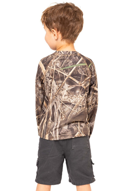 Realtree Kid's Crew Long Sleeve Poly Camo Shirt - Realtree MAX-7