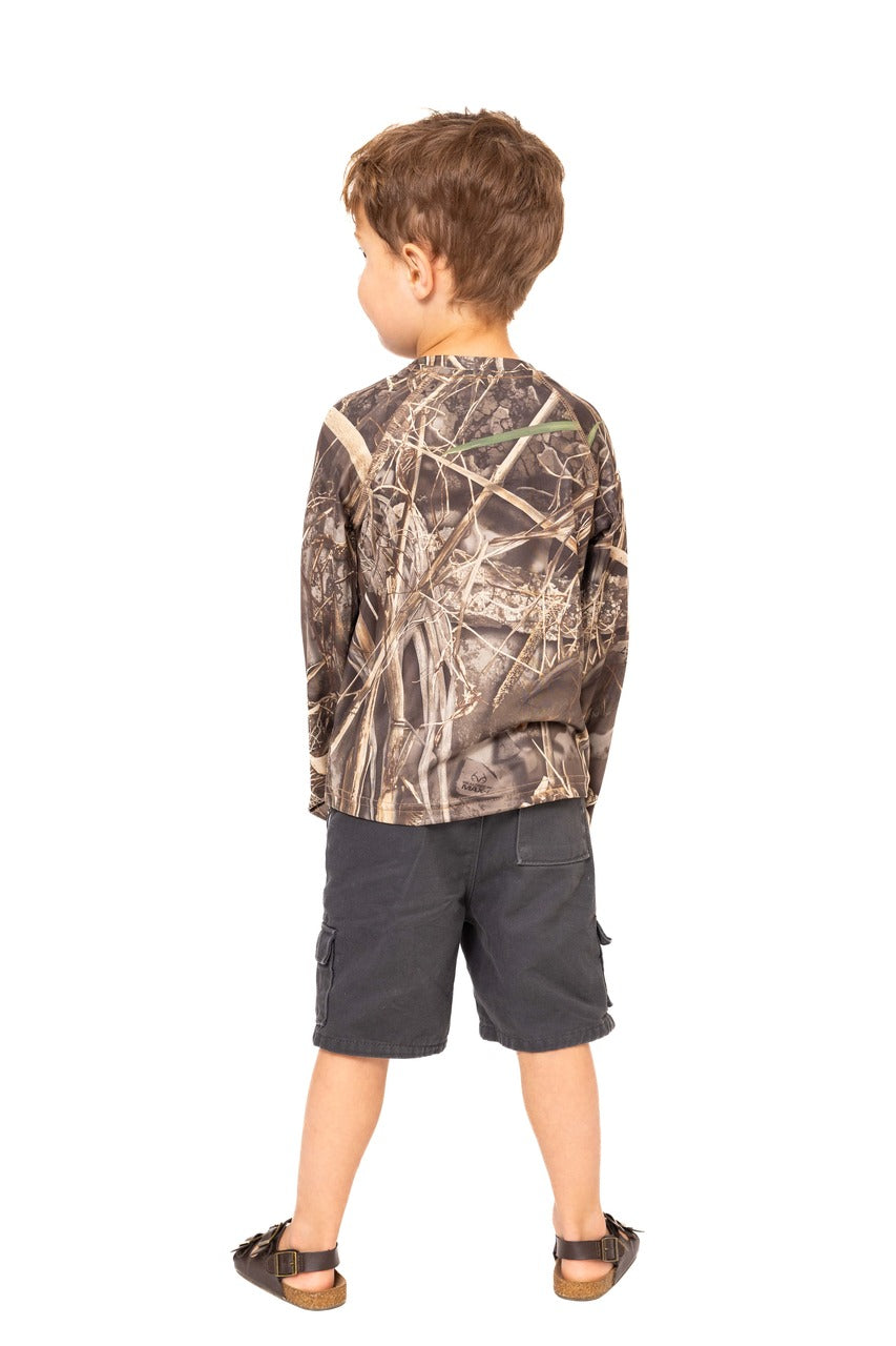 Realtree Kid's Crew Long Sleeve Poly Camo Shirt - Realtree MAX-7