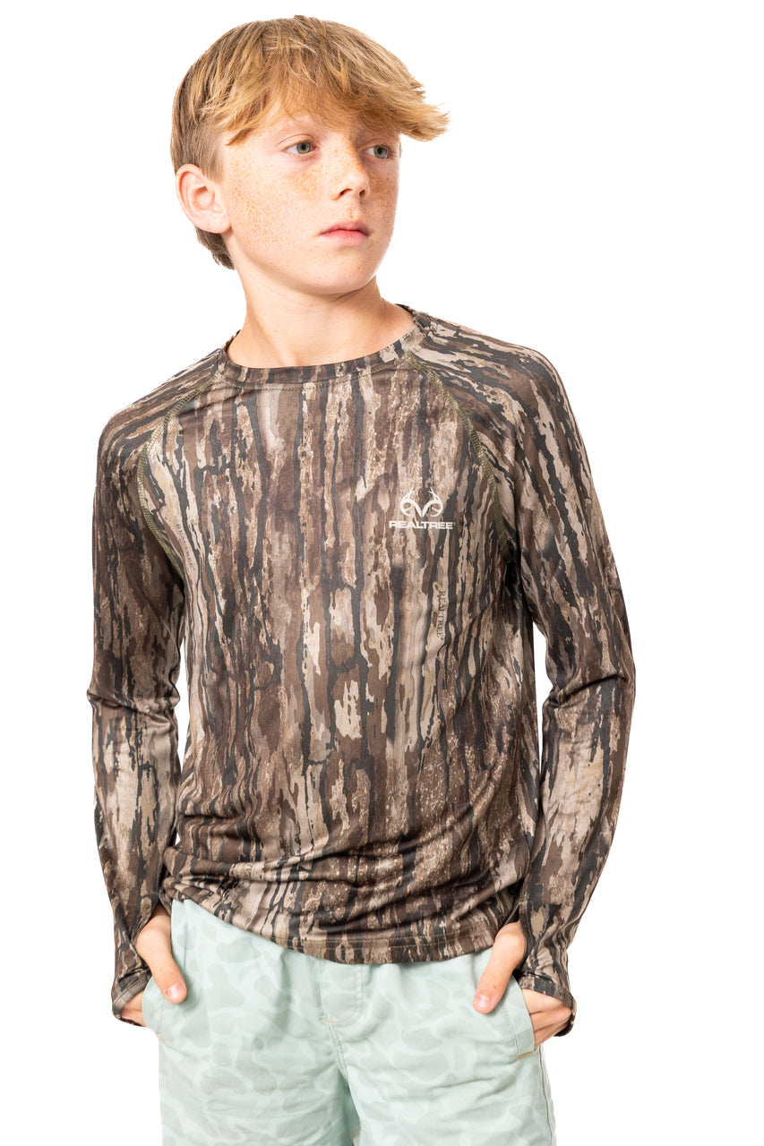 Realtree Realtree Fishing Kid's Long Sleeve Crewneck Camo Shirt