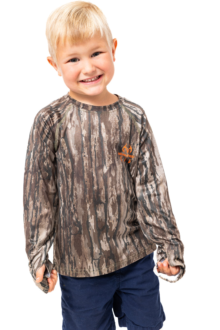 Realtree Kid's Crew Long Sleeve Camo Poly Shirt