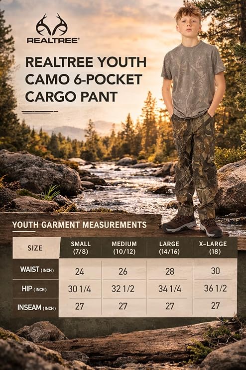 Realtree Kids 6-Pocket Camo Pants - Realtree Hardwoods