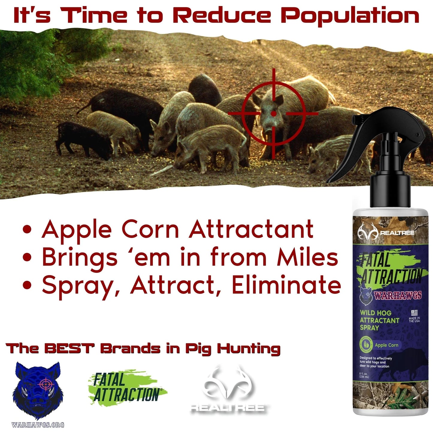 Realtree Zone Protects Fatal Attraction Warhawg Wild Hog Attractant – Apple Corn 16oz - Realtree