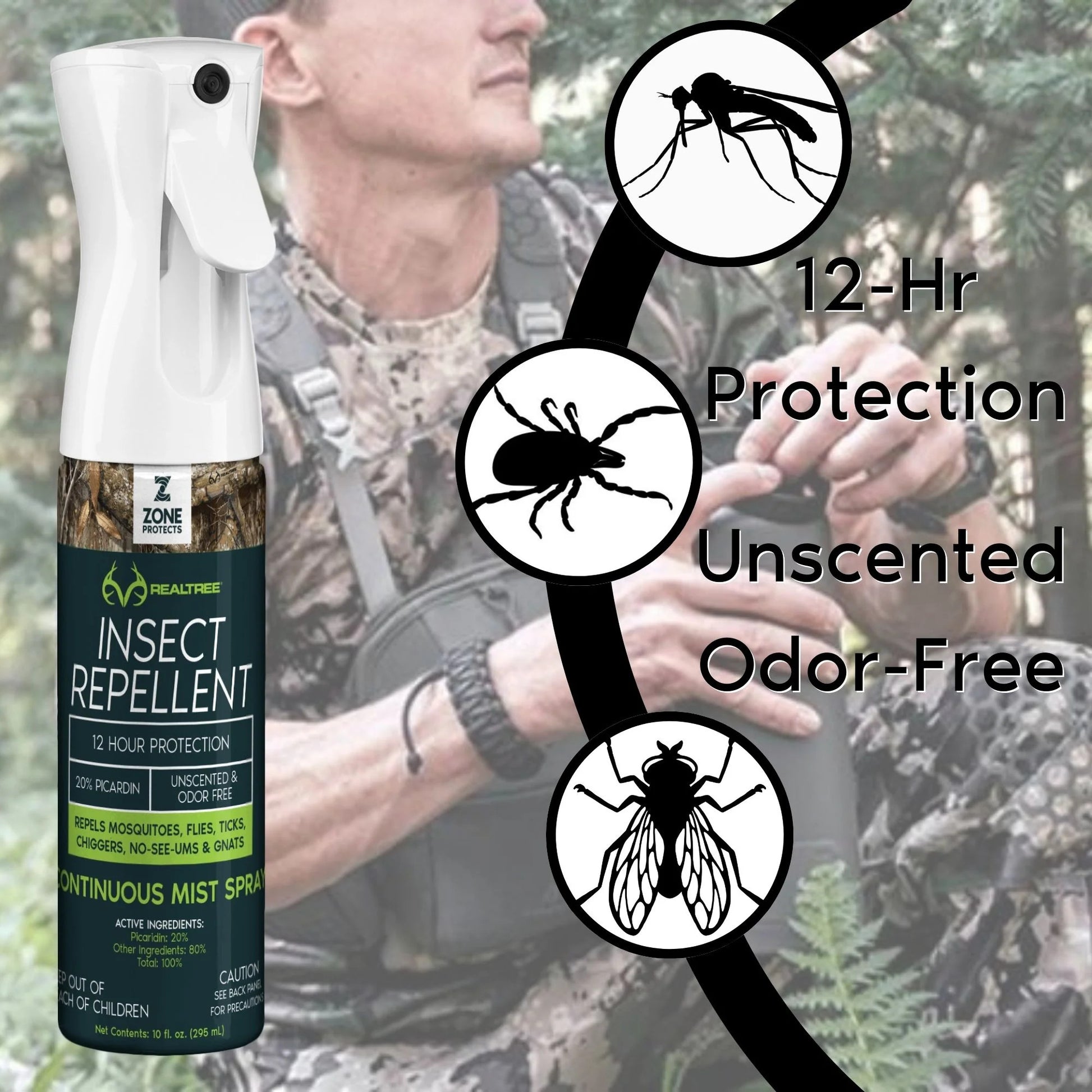 Realtree Zone Protects Picaridin Insect Repellent 10oz Mistosol Spray - Realtree EDGE