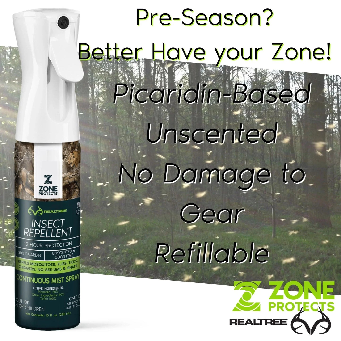 Realtree Zone Protects Insect Repellent Zone 10oz Mistosol + Refill - Realtree EDGE