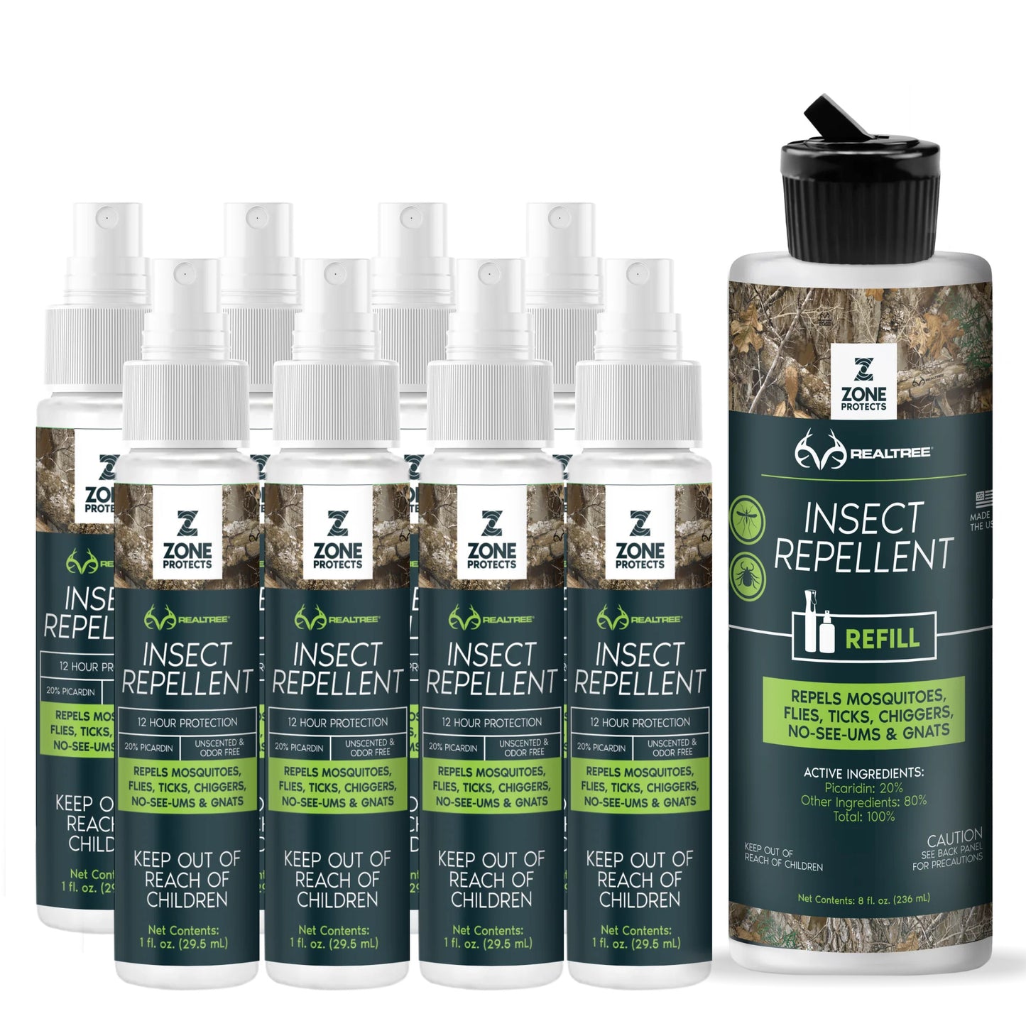 Realtree Zone Protects Hunter's Pack Insect Repellent Spray, 1oz Case + Refill - Realtree EDGE