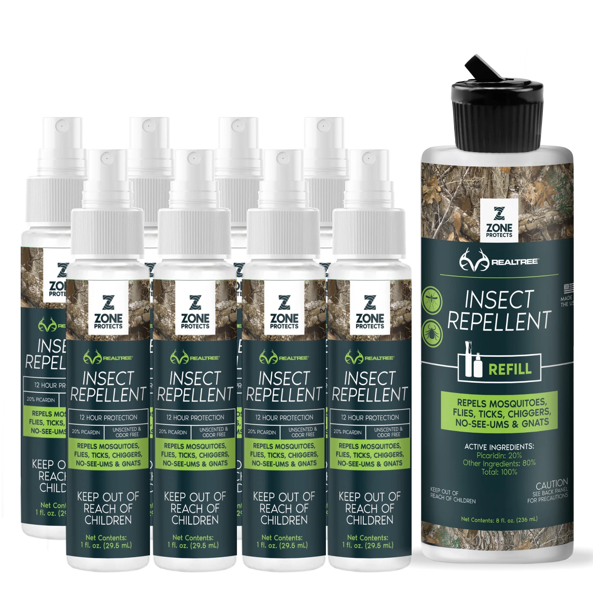 Realtree Zone Protects Hunter's Pack Insect Repellent Spray, 1oz Case + Refill - Realtree EDGE