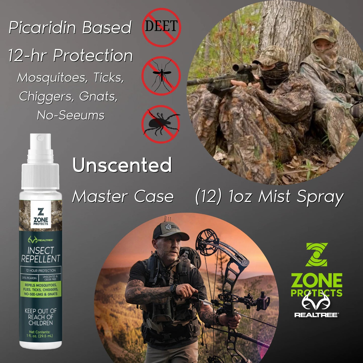 Realtree Zone Protects Unscented Insect Repellent 1 oz Master Case of 12 - Realtree EDGE