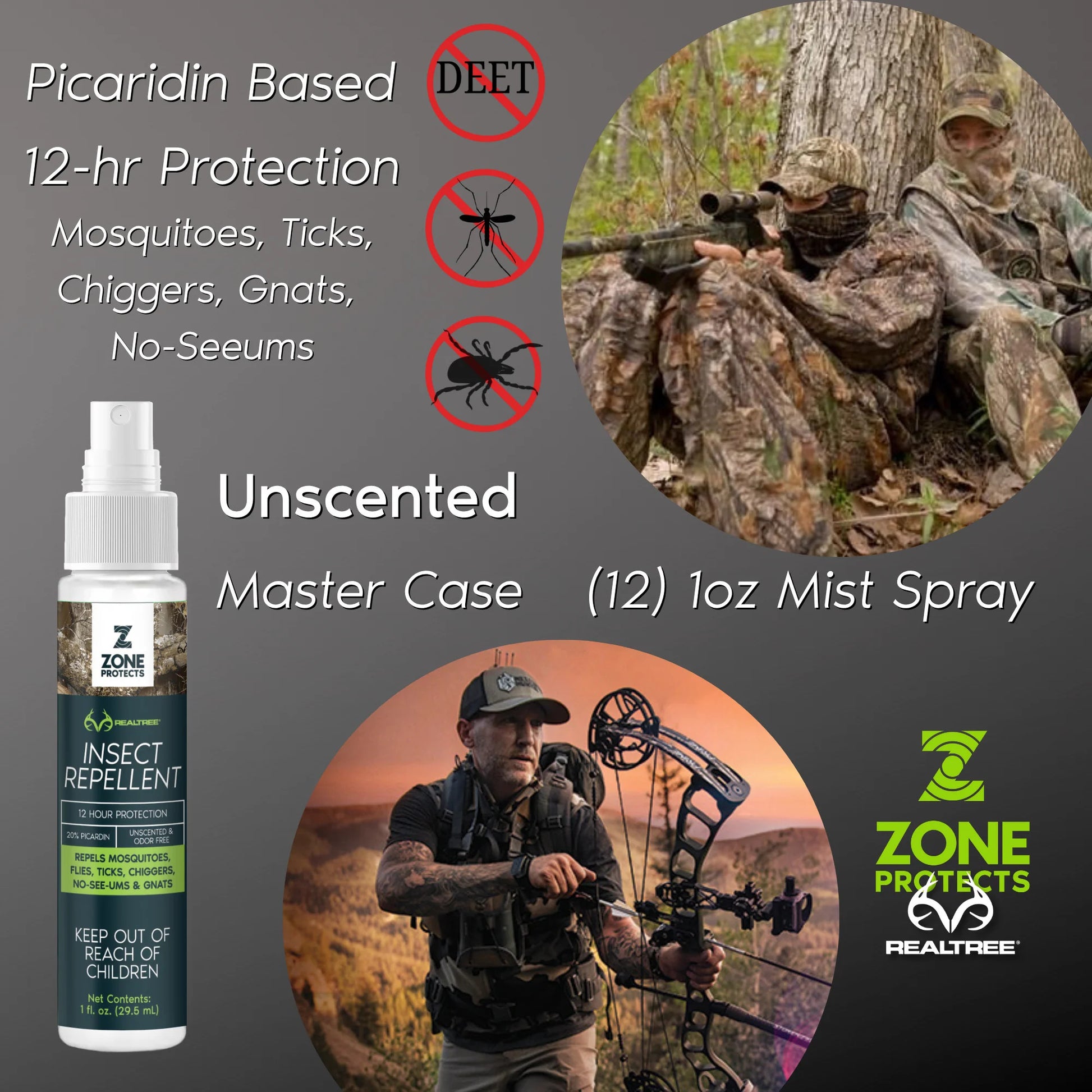 Realtree Zone Protects Unscented Insect Repellent 1 oz Master Case of 12 - Realtree EDGE