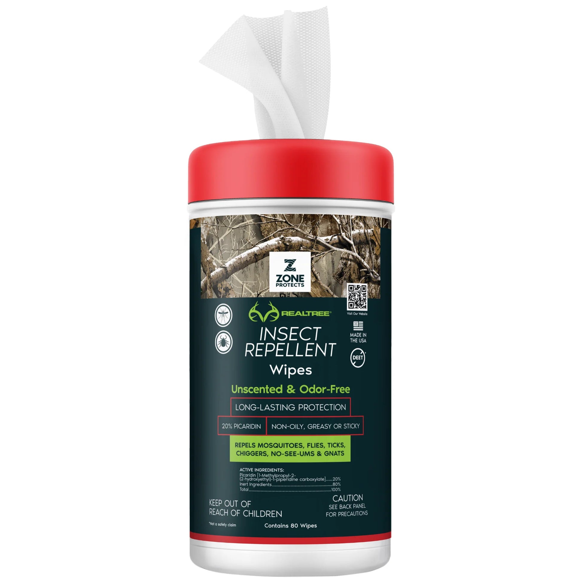 Realtree Zone Protects Unscented Repellent Wipes - Realtree