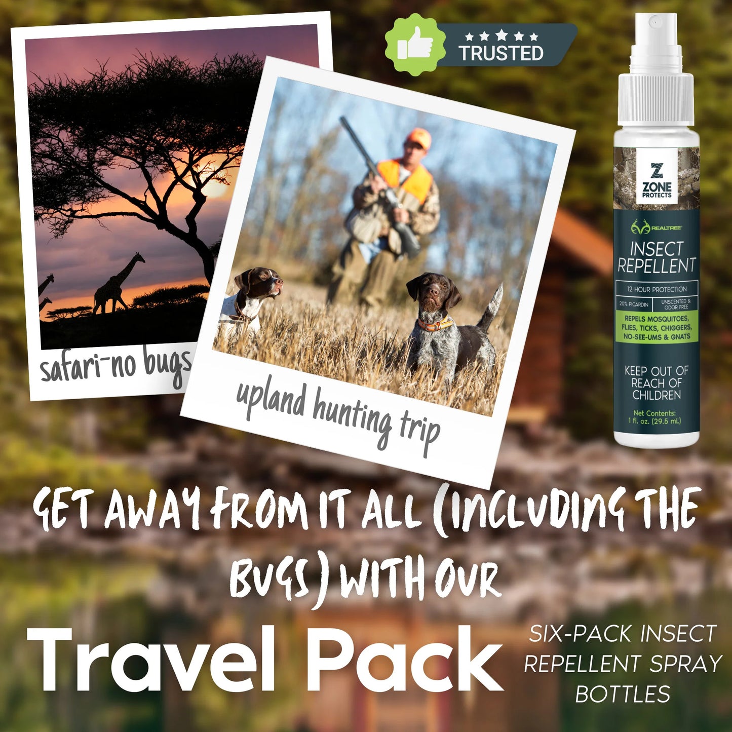 Realtree Zone Protects Unscented Insect Repellent 1 oz Travel Pack of 6 - Realtree EDGE