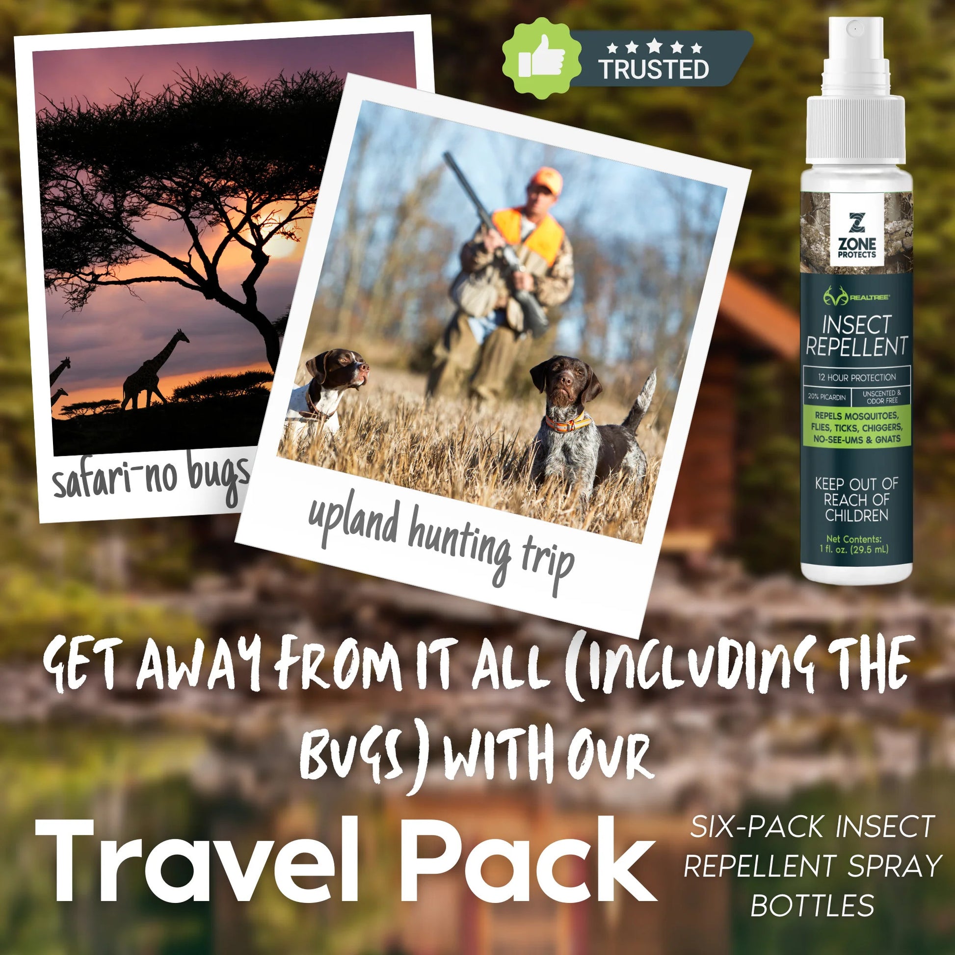 Realtree Zone Protects Unscented Insect Repellent 1 oz Travel Pack of 6 - Realtree EDGE