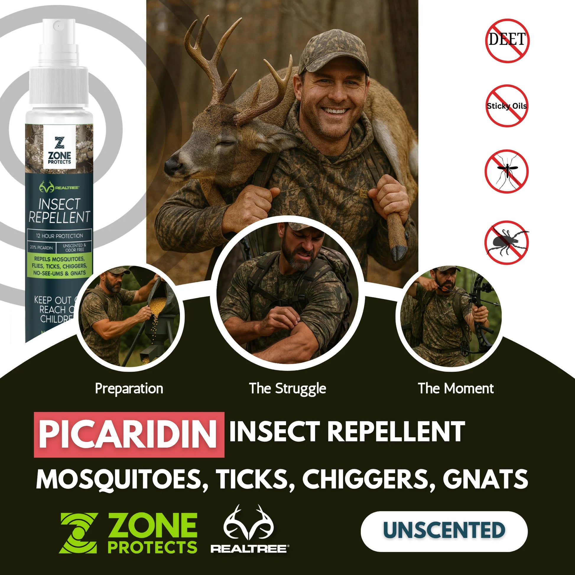 Realtree Zone Protects Unscented Insect Repellent 1 oz Travel Pack of 6 - Realtree EDGE