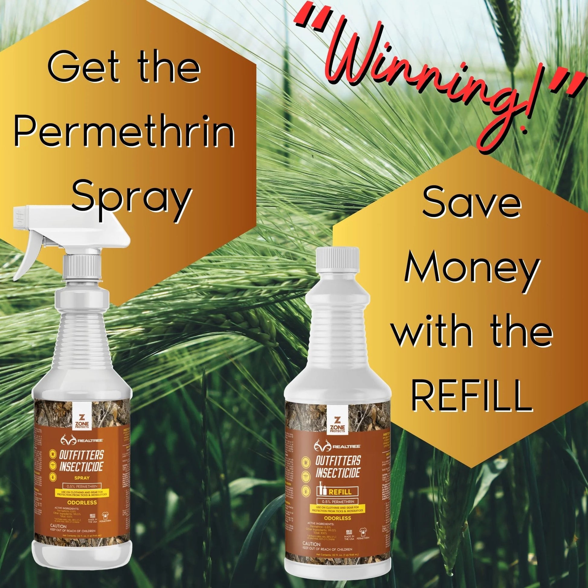Realtree Zone Protects Permethrin Refill, 32oz - Realtree EDGE
