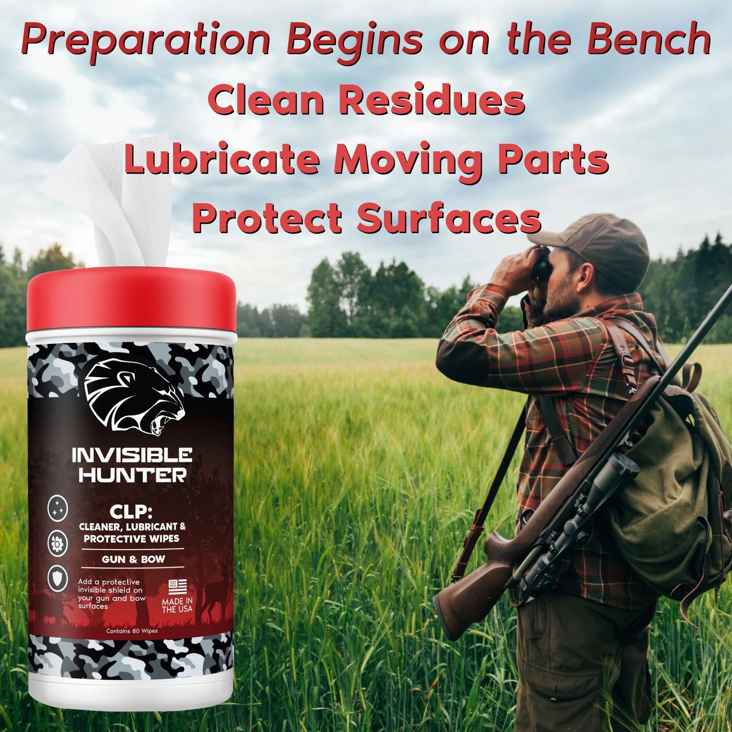 Realtree Zone Protects Invisible Hunter CLP Gun & Bow Cleaner/Lubricant/Protectant Wipes - Realtree