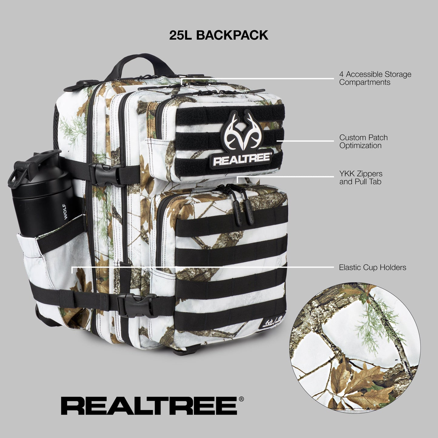 Realtree WOLFpak 25L Camo Backpack - Realtree APX Snow