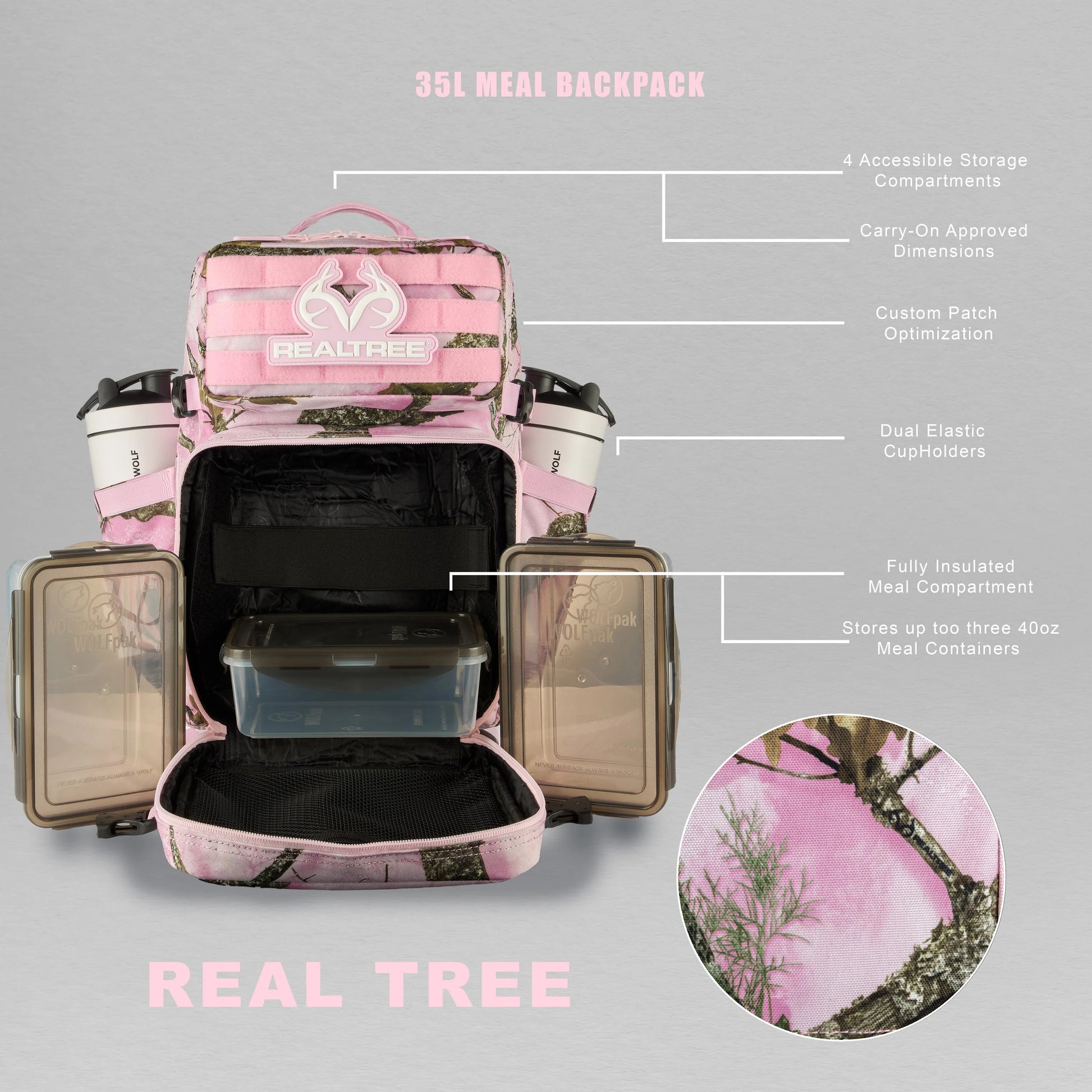 Realtree WOLFpak 35L Meal Prep Management Pink Camo Backpack - Realtree APX Colors
