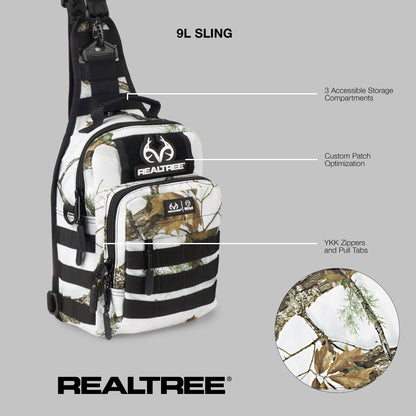 Realtree WOLFpak 9L Tactical Camo Sling Bag - Realtree APX Snow