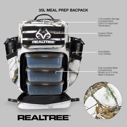 Realtree WOLFpak 35L  Meal Prep Camo Backpack With Insulated Compartment - Realtree APX Snow