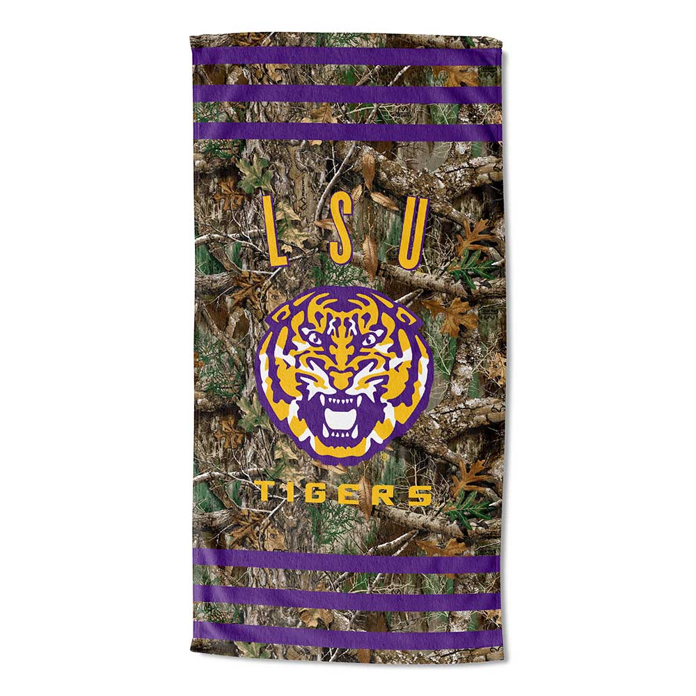 Realtree Northwest NCAA LSU Tigers Camo Beach Towel - Realtree EDGE