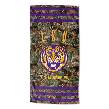 Realtree Northwest NCAA LSU Tigers Camo Beach Towel - Realtree EDGE