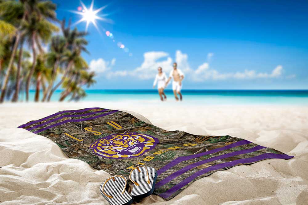 Realtree Northwest NCAA LSU Tigers Camo Beach Towel - Realtree EDGE