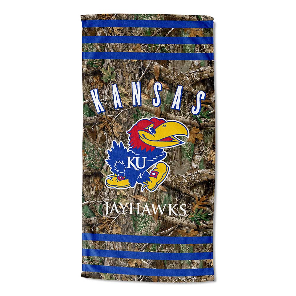 Realtree Northwest NCAA Kansas Jayhawks Camo Beach Towel - Realtree EDGE